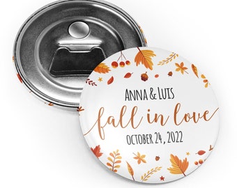 Fall wedding favor, wedding favors for guests, Beer bottle opener, fall in love, Rustic wedding favors, personalized, wedding favor magnets