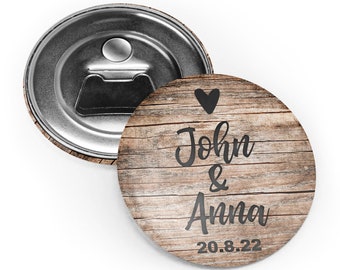 Rustic wedding favors, Beer bottle opener, beer wedding favors, personalized wedding favors, wedding favors for guests, custom, 59mm, 2.3&quot;