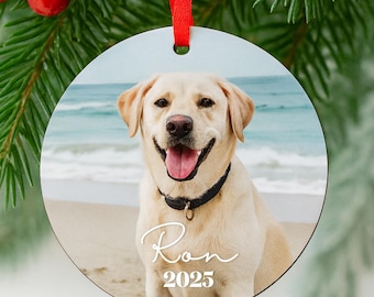 Decorazione natalizia personalizzata con la foto del tuo animale domestico, cane o gatto, decorazione per l'albero, regalo per gli amanti dei cani, proprietari di cani