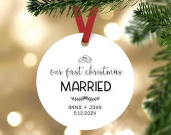 Our first christmas married ornament, Our first Christmas ornament, Personalized christmas gift for couples, first christmas as mr and mrs