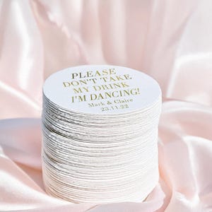Personalized Wedding Coasters, Personalized Coasters, Wedding Coasters, Custom Coaster, Wedding Favors, Please Dont take My drink Im Dancing