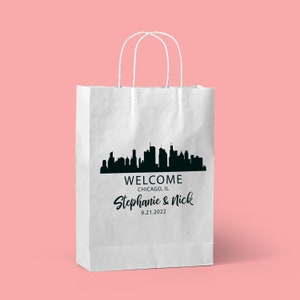 Borsa kraft bianca per regali di nozze per gli ospiti, borse personalizzate per i dettagli del matrimonio, borse stampate, souvenir per matrimoni