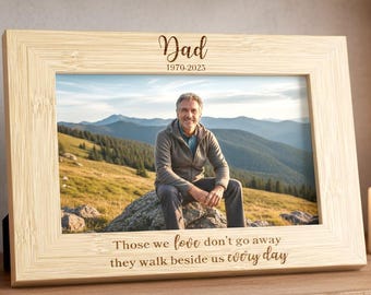 Dad Memorial Photo Frame, In Loving Memory Wooden Picture Frame, Engraved Personalised Remembrance Keepsake, Loved One Sympathy Gift, 4"x6"