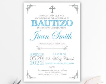silver baptism invitation girl spanish baptism invitation etsy