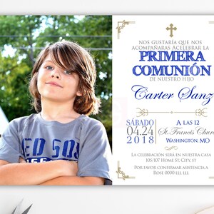 Invito alla Prima Comunione Chico, invito in spagnolo, Cristianesimo, stampabile, stampabile BFC02