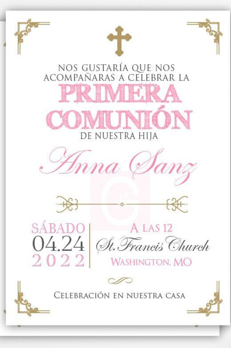 First Communion Invitation Spanish Girl First Communion Girl Etsy
