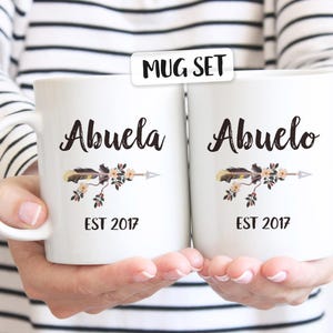 Abuela mug, Abuelo mug, Abuela gift, Abuelo gift, Abuela Est., Pregnancy reveal to grandparents, New grandparents, Grandma and Grandpa Mugs