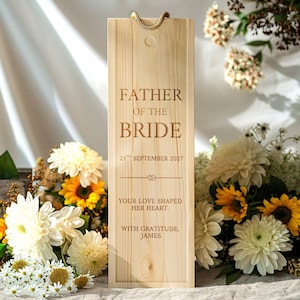 Father of the bride Personalised Wedding Gift Wine Bottle Box Custom Engraved Gift Present Champagne Whisky Wooden Engraved Couple Gift