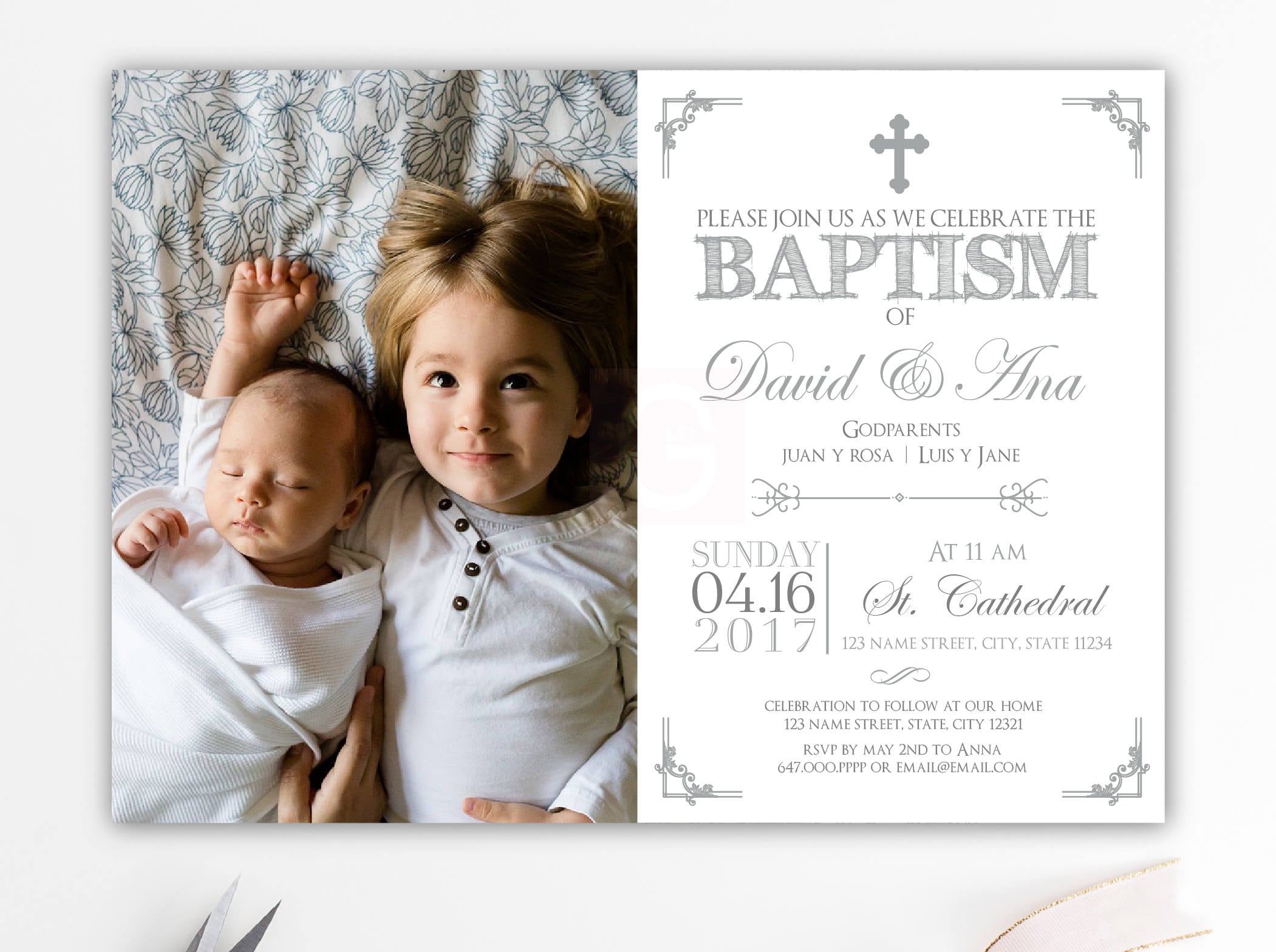 baby baptism invitation cards