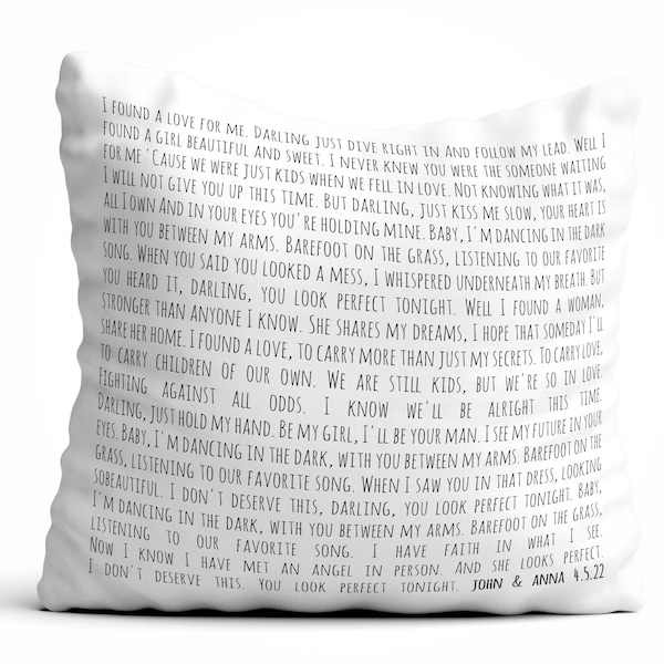 Anniversary gifts, Song lyric pillow, 1st anniversary, 2nd anniversary, gifts for boyfriend, wife gift, 50th anniversary gifts, cotton gift