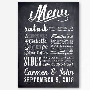 Menu Boda pizarra personalizable, Wedding menu, postres, Decoracion bodas, Regalo bodas - Descarga Inmediata - Imprimible, dessert menu