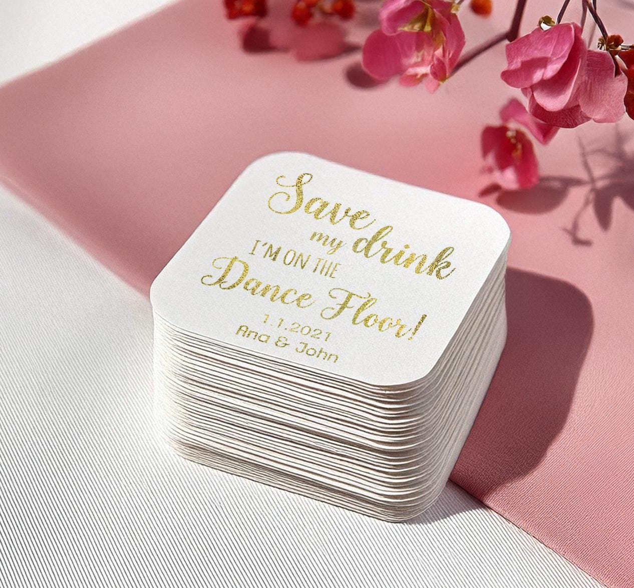 Lillian Rose Please Don't Take My Drink….I'm Dancing Set 36 Cardboard Coasters, Gold