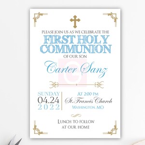 Invitation première communion garçon, premier garçon de communion, invitations imprimées, numérique, tableau noir, argent, ardoise, argent communion BFC02