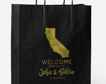 Black Kraft Bag voor Guest Wedding Gifts, Guest Wedding Detail Bags, Printed Bags, Custom Wedding Bags, Status, Welcome