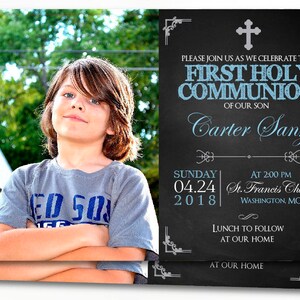 Invitaciones primera comunion chico, invitaciones impresas, première communion invitation garçon, première communion, invite, fête BFC01