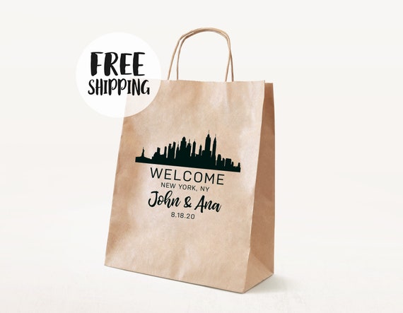 Personalized Skyline Wedding Welcome Bags, Wedding Favors Bags, Hotel  Wedding Welcome Bags, Welcome Bags for Wedding Guests, Kraft State Bag 