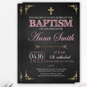 Invitation de baptême de fille, baptême, invitations de baptême, invitations de baptême, imprimable, invitations espagnoles, communion BFC01