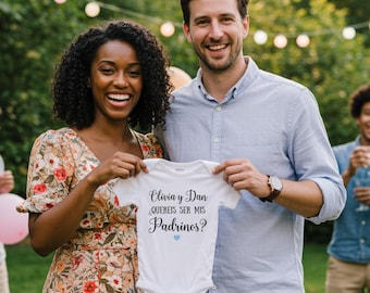 godparent proposal bodysuit spanish, quieren ser mis padrinos, will you be my godparent bodysuit baby, godmother gift, godfather Gift, photo
