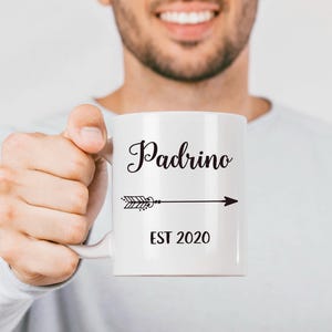 Padrino mug, Padrino gift, Padrino bautizo, baptism gift, godfather proposal, Godfather Est, pregnancy reveal, pregnancy announcement