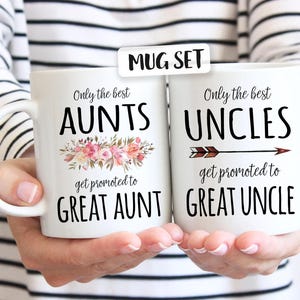 Only the best aunts get promoted to great aunt, get promoted to great uncle, aunt gift, uncle gift, mug set, pregnancy announcement