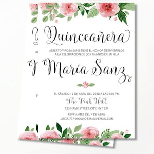 Invitation d’anniversaire Quinceañera, seize ans, invitation d’anniversaire, anniversaire de fille, imprimée, Carte, premier anniversaire, doux 16