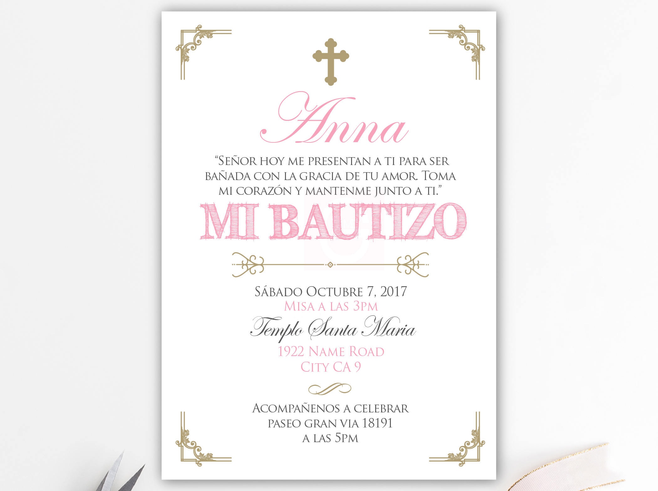 Invitaciones de bautizo invitacion bautizo rosa y dorado - Etsy México Invitaciones de bautizo invitacion bautizo rosa y dorado - Etsy México