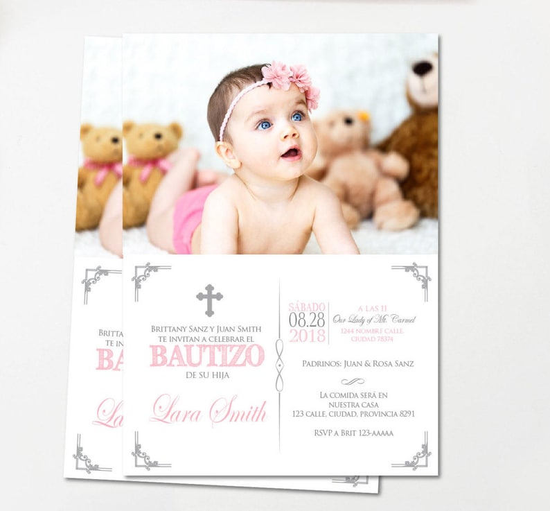 Baptism Invitation Spanish Baptism Invitation Girl Printable Etsy
