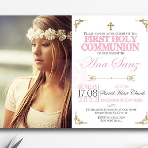 Invitaciones primera comunion chica, invitaciones impresas, prima comunione invito ragazza, prima comunione, inviti, festa BFC02