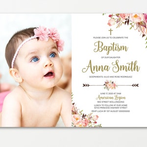 invitations d’or pour la fille de baptême, invitations de baptême, invitations de baptême, imprimables, invitations espagnoles, baptême d’or BFC04
