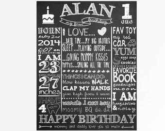 First Birthday Chalkboard, 1st Birthday Chalkboard, Printable Chalk Poster, 1st Birthday Custom Board, 1st Birthday boy, 1st Birthday girl