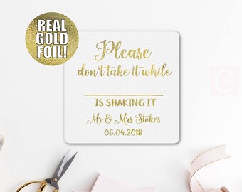 Personalized Please Don't Take It While I'm Shaking It, Escort Card Coasters, Wedding Coasters, Wedding Place Cards, Coasters set