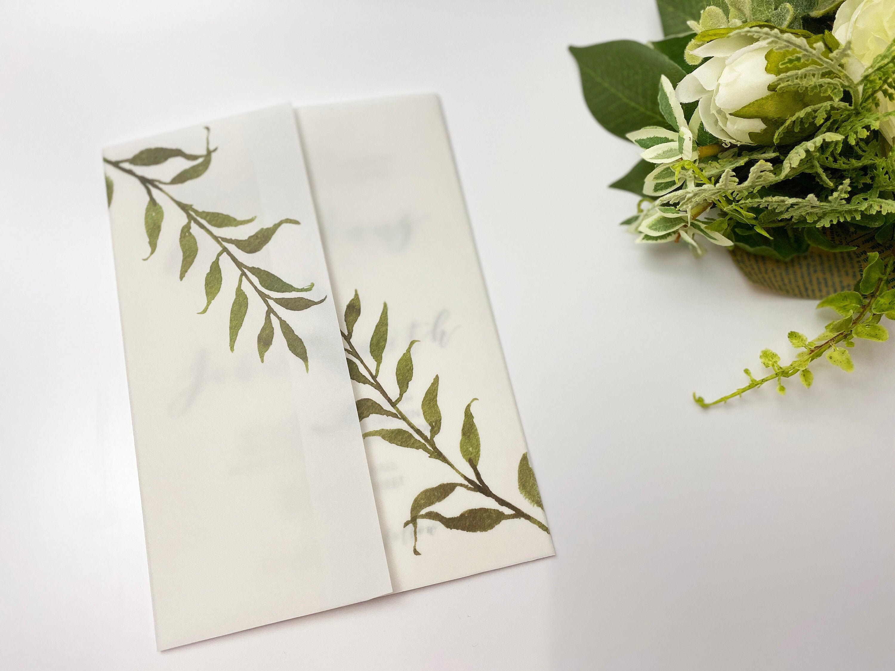 Greenery Vellum Jacket for 5x7 Wedding Invitations Printed Etsy UK