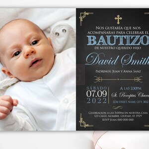 Garçon d'invitation de baptême espagnol, garçon d'invitation de baptême en espagnol, invitations de baptême, invitation de baptême espagnole, imprimable, BFC01