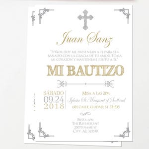 Invitations au baptême de la plage, invitation au baptême d'or, baptême de garçon, baptême de bébé, christianisme, cartes, bleu, enveloppes bFC02