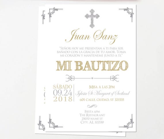 Playa invitaciones de bautizo invitacion bautizo dorado - Etsy México