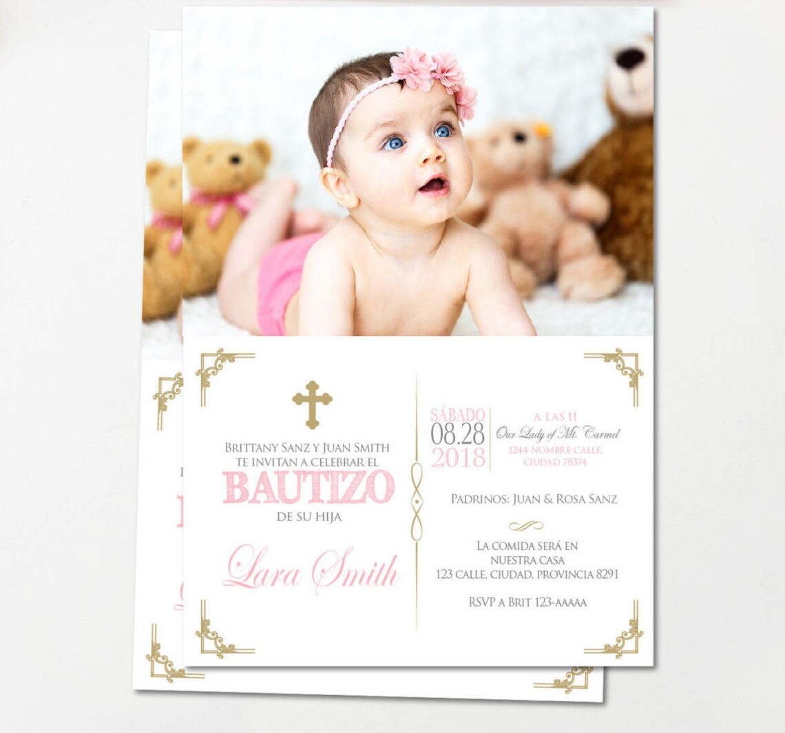 Baptism Invitation Spanish Baptism Invitation Girl Printable Etsy