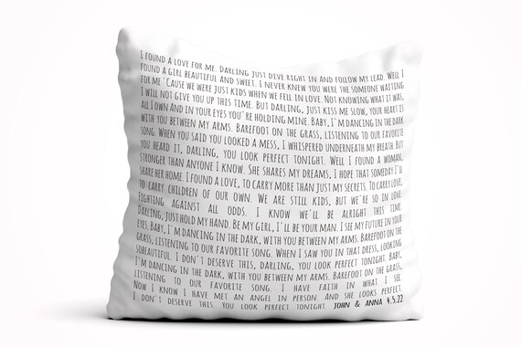 Anniversary Gifts Song Lyric Pillow 1st Anniversary 2nd Etsy