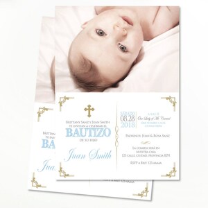 Garçon d'invitation de baptême espagnol, garçon d'invitation de baptême en espagnol, invitations de baptême, invitation de baptême espagnole, imprimable, BFC02