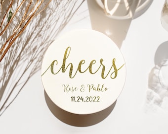 Personalized Coasters GOLD FOIL, custom coasters, wedding coasters, set, drink coasters, cheers coasters, cheers wedding, silver coasters
