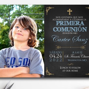 première invitation de communion chico, invitation en espagnol, christianisme, imprimable, imprimable BFC01