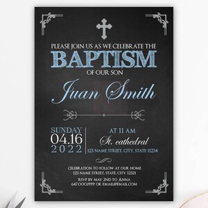 Boy Christening Invitation, Christening, Christenid Invitations, Invitations au baptême, Imprimable, Invitations espagnoles, Communion BFC01