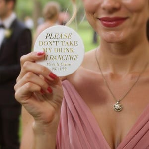 Personalized Wedding Coasters, Personalized Coasters, Wedding Coasters, Custom Coaster, Wedding Favors, Please Dont take My drink Im Dancing image 3