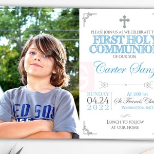Première communion invitations garçon, invitations imprimées, première invitation de communion garçon, première communion, invitations, fête BFC02