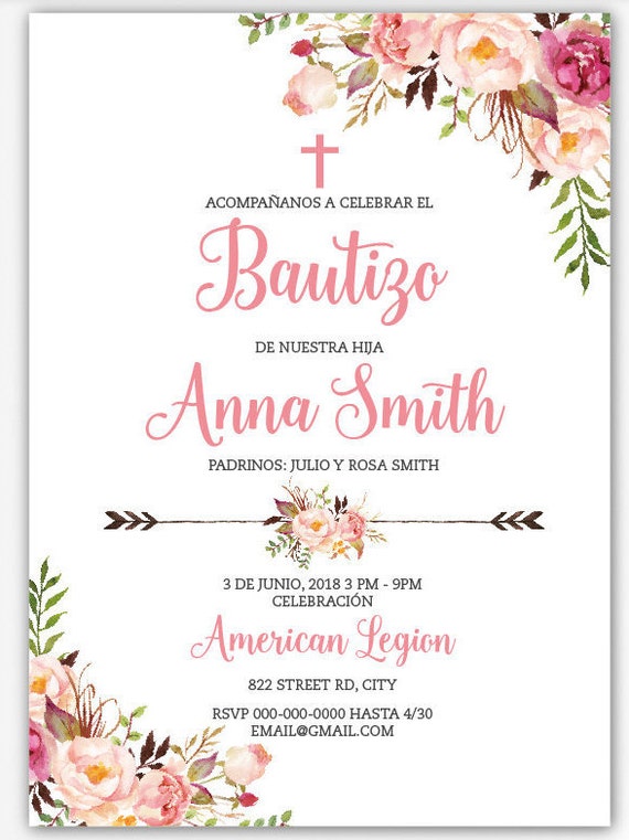 Invitaciones de bautizo chica bautizo español invitaciones - Etsy México Invitaciones de bautizo chica bautizo español invitaciones - Etsy México