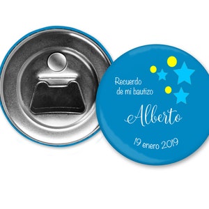 Baptism magnets, baptism favors for boys, bottle opener, spanish, personalized, christening favours, mi bautizo, bautizo recuerdos