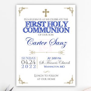 Invitation première communion garçon, premier garçon de communion, invitations imprimées, numérique, tableau noir, argent, ardoise, argent communion BFC02