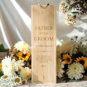 Father Of The Groom Personalised Bottle Box Wine | Custom Father Of The Bride DAD gift thank you | Parents Wedding Wooden Bottle Box Gift
