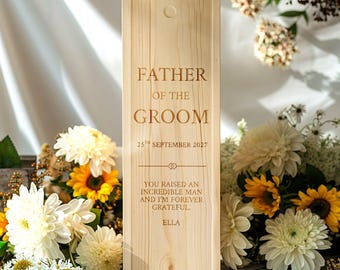 Father Of The Groom Personalised Bottle Box Wine | Custom Father Of The Bride DAD gift thank you | Parents Wedding Wooden Bottle Box Gift