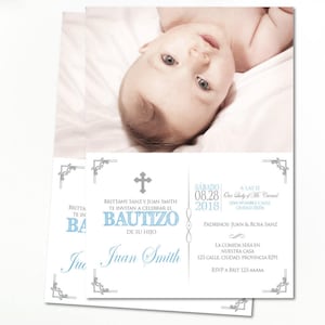Garçon d'invitation de baptême espagnol, garçon d'invitation de baptême en espagnol, invitations de baptême, invitation de baptême espagnole, imprimable, BFC02