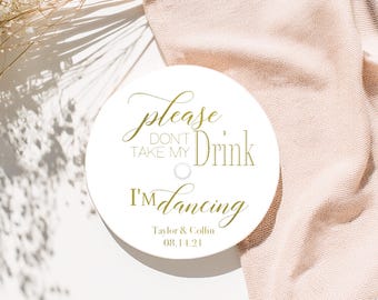 Personalized Cup Covers: 'Please Don't Take My Drink' Straw Coasters | Unique Wedding & Party Favors, Bulk Custom wedding favors for guests